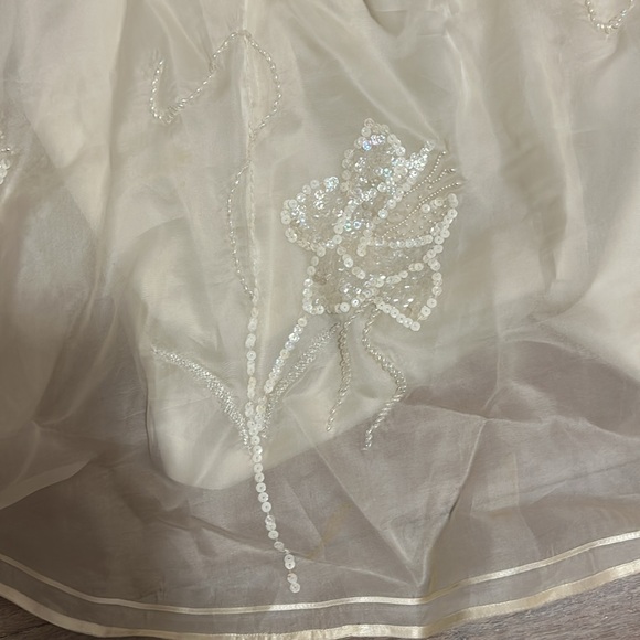 Vintage Cream Beaded Silk Wedding / Engagement Dress size small custom made - Picture 14 of 17